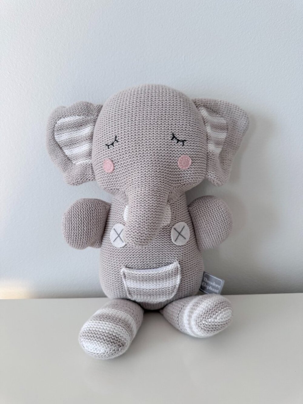 Theodore Elephant Knit Plush Baby Rattle - Soft Nursery Toy